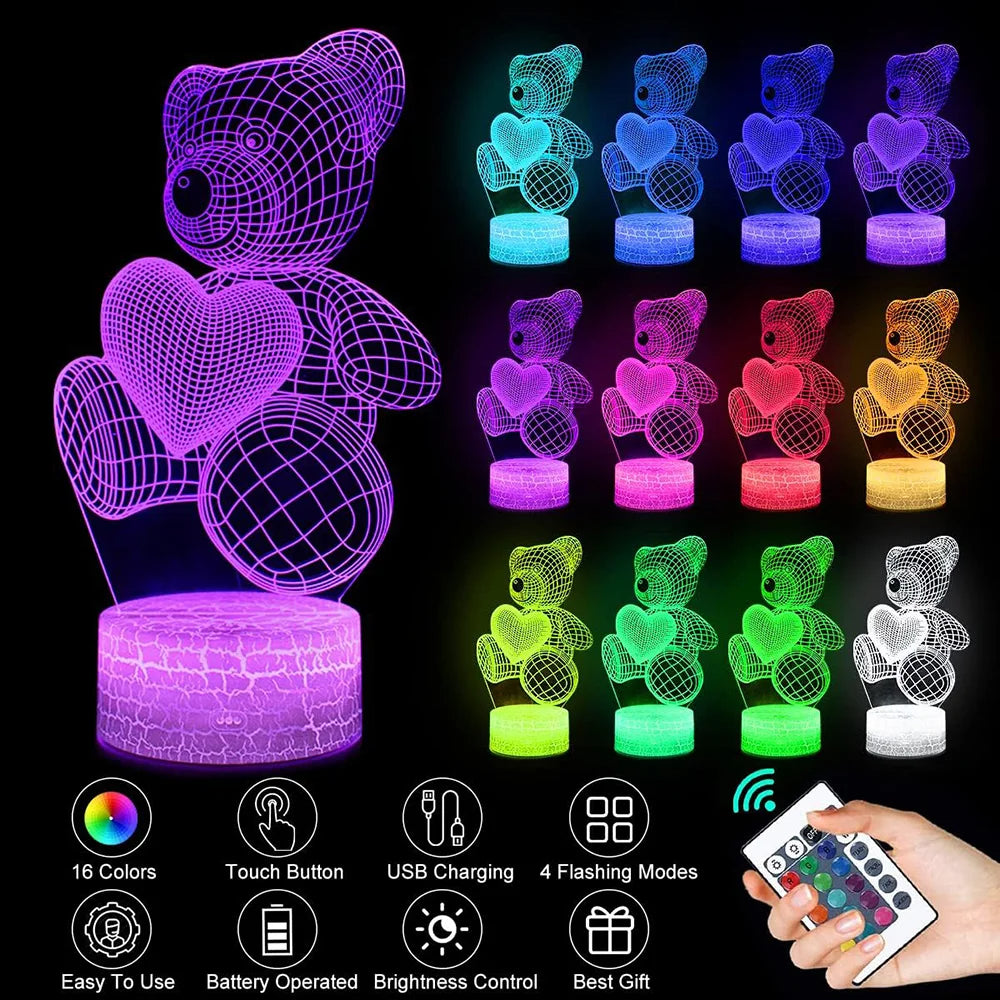 3D Neon Lamp Bear USB
